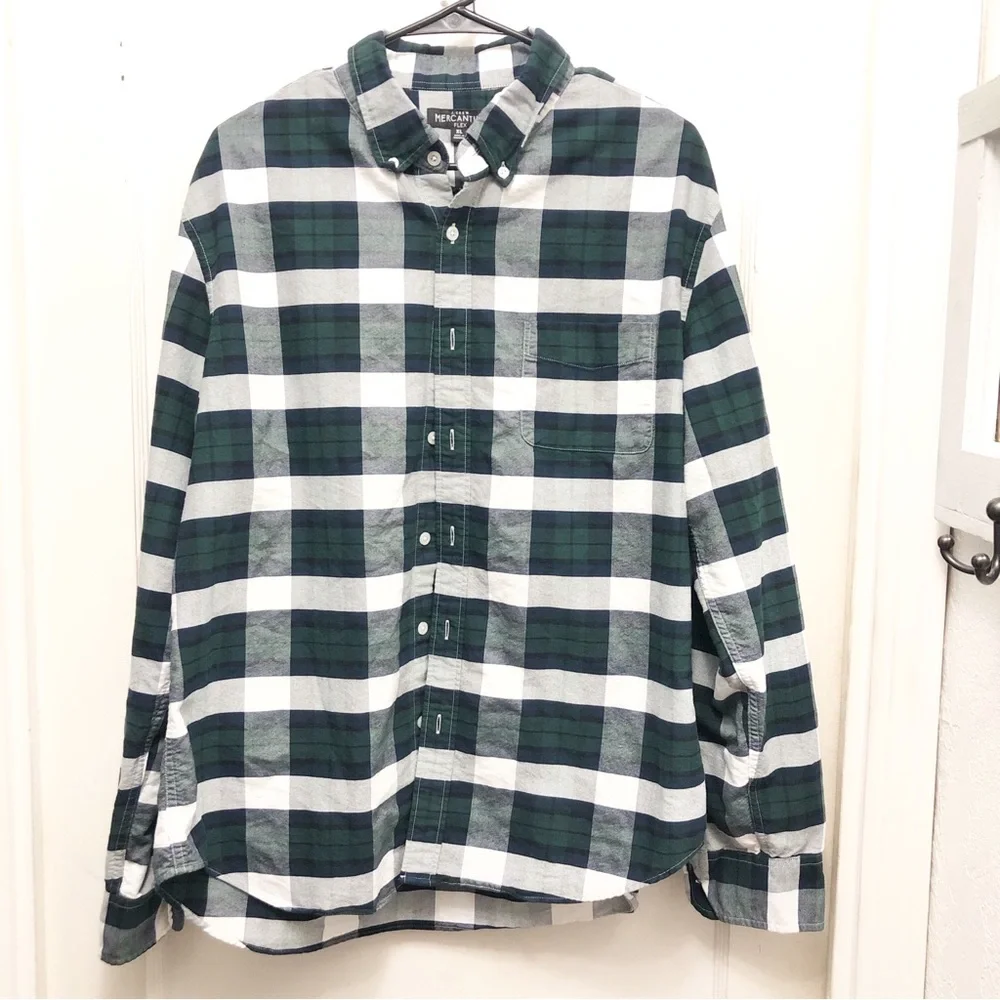 J. Crew Mercantile Flex Green Plaid Shirt Size Extra Large